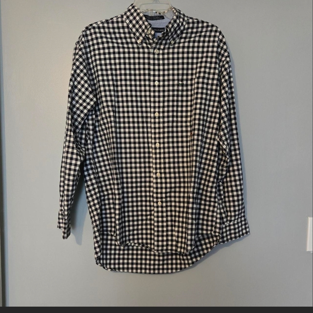 Tommy Hilfiger Black and White Gingham Men's Shirt